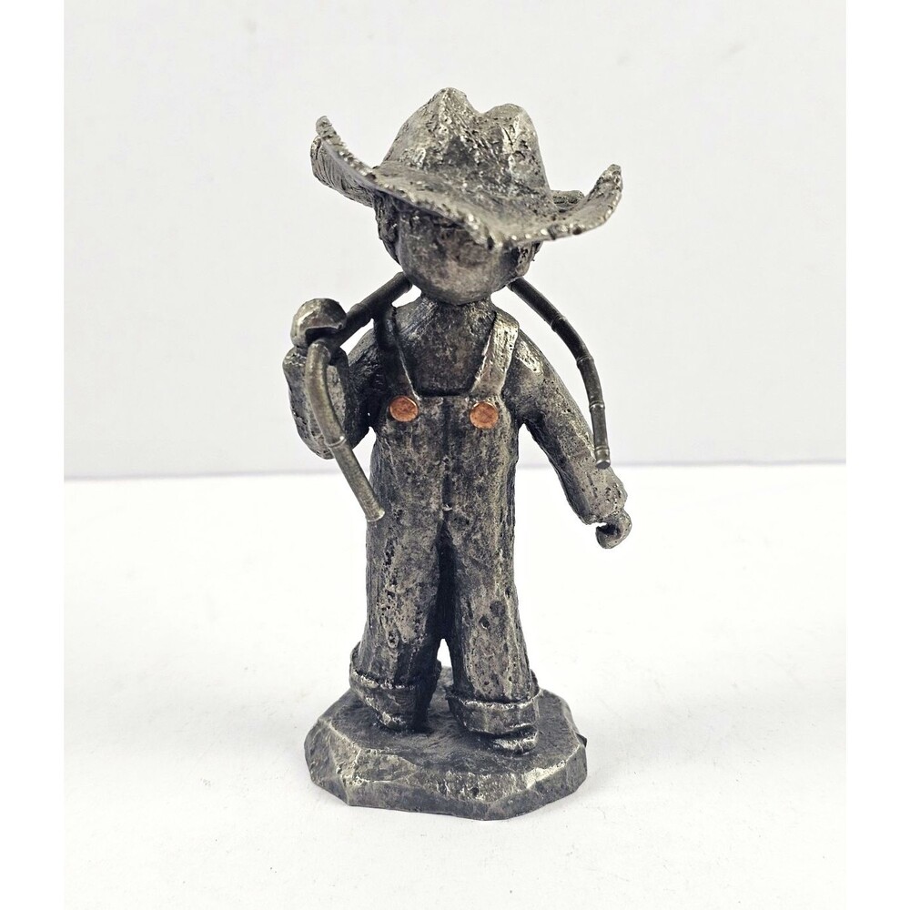 Wilton Pewter Western Americana Cowboy Figure Statue w/ Lasso Rope & Hat
